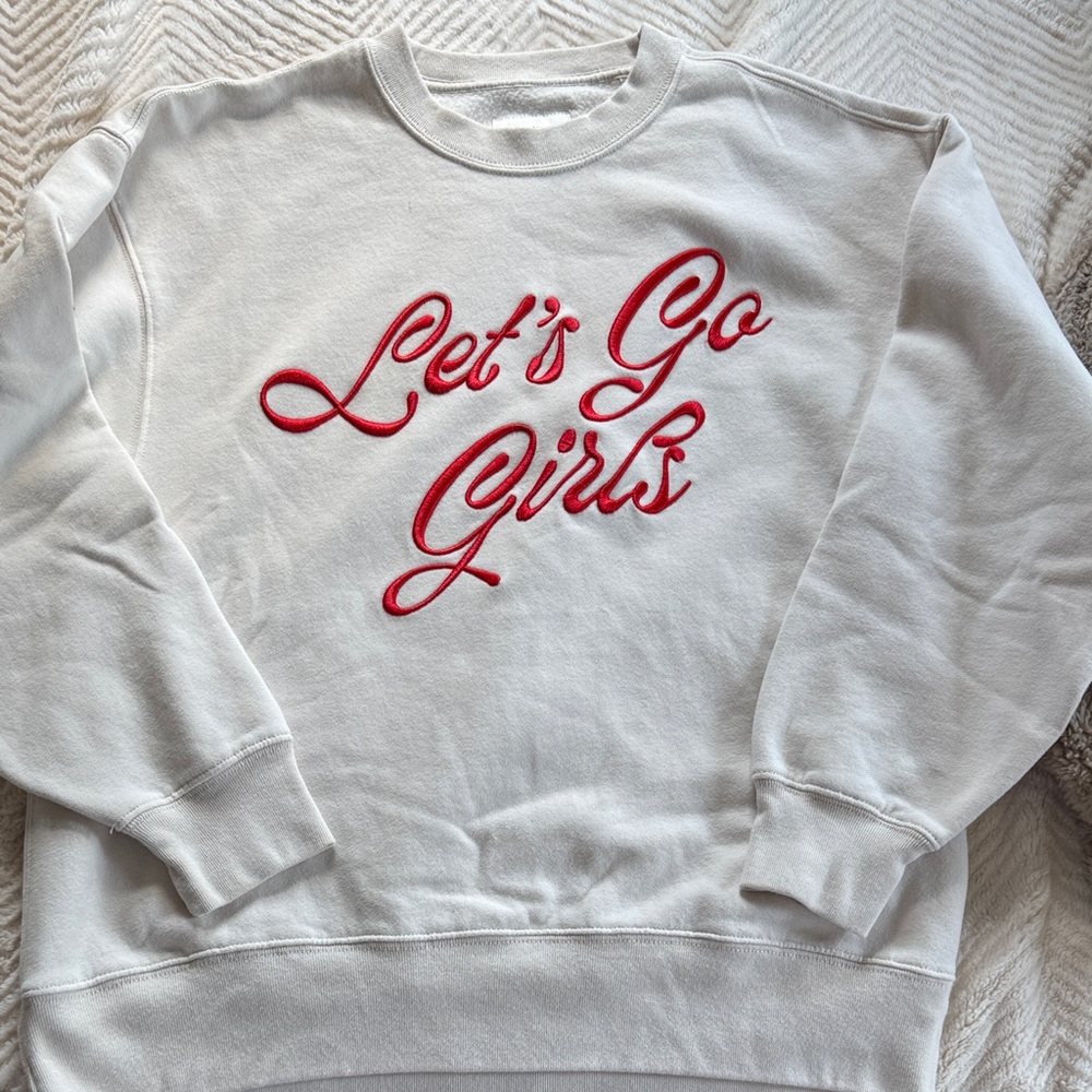Abercrombie & Fitch White Crewneck Sweatshirt with Red Script
